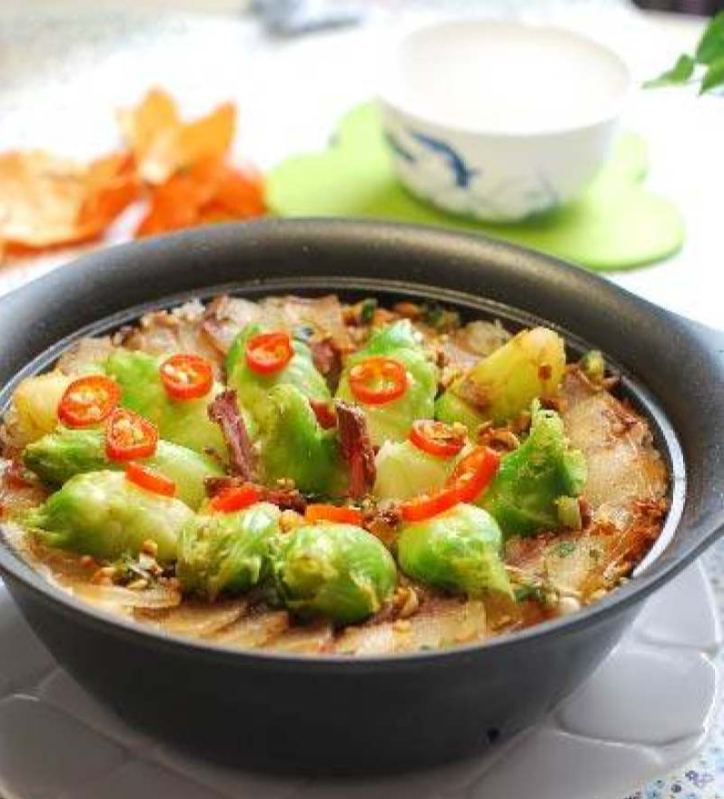 儿菜咸肉煲仔饭的制作方法