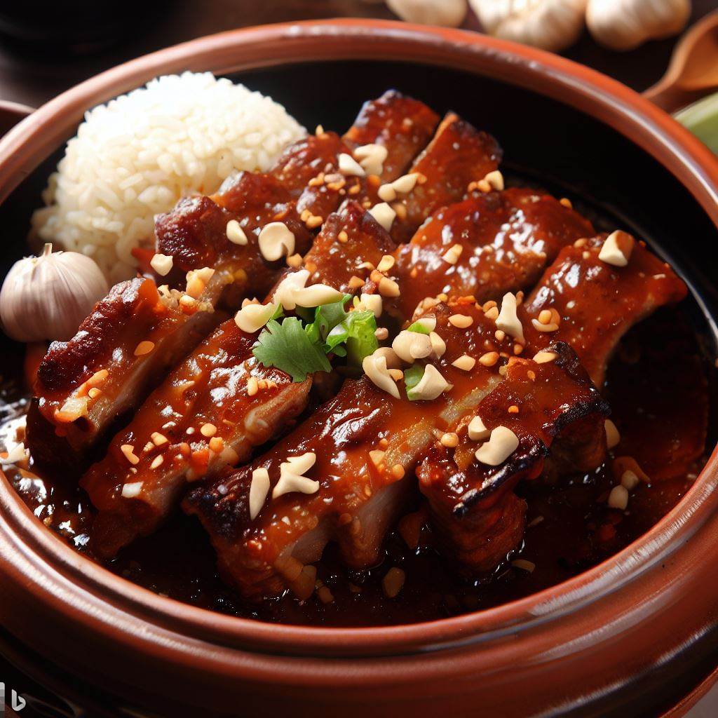 蒜香排骨煲仔饭的制作方法