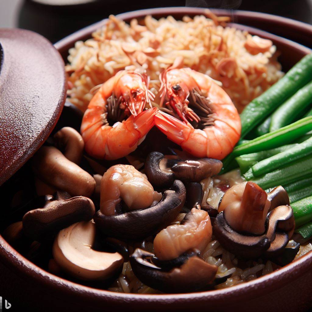 香菇青豆大虾煲仔饭的制作配方